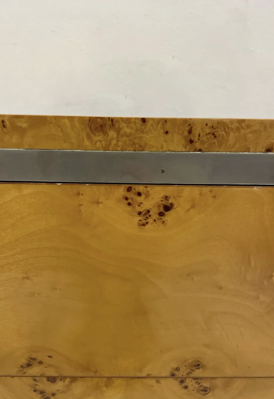 Mid Century Modern Chest, Ash Burl And Brass, Italy, 1970s photo for sale