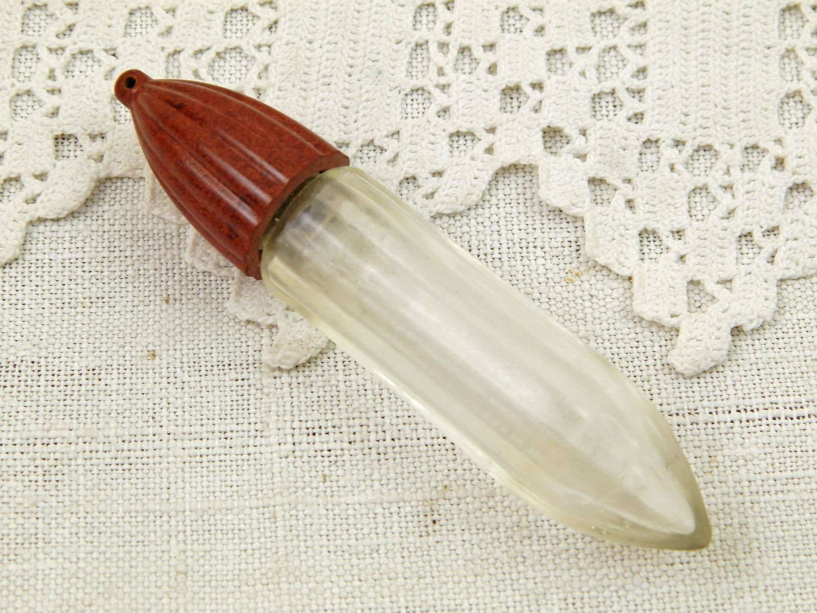 Antique French Art Deco 1930s Perfume Pendant Bottle With Mottled Bakelite Lid, Retro 30s Necklace Container From France, Curio Gift photo furniture