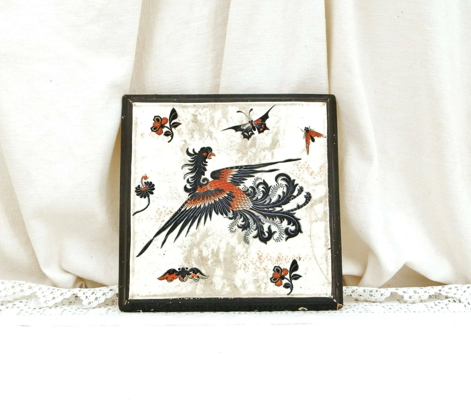 Antiek Frans Keramisch Onderzetter / Warmhoudplaat Met Drakenmotief – Luneville Kg, 19e Eeuw – Paris Brocante Decor photo 68.0