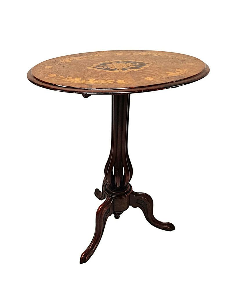 A Stunning 19th Century Marquetry Inlaid Flip Top Occasional Or Lamp Table photo vinterior