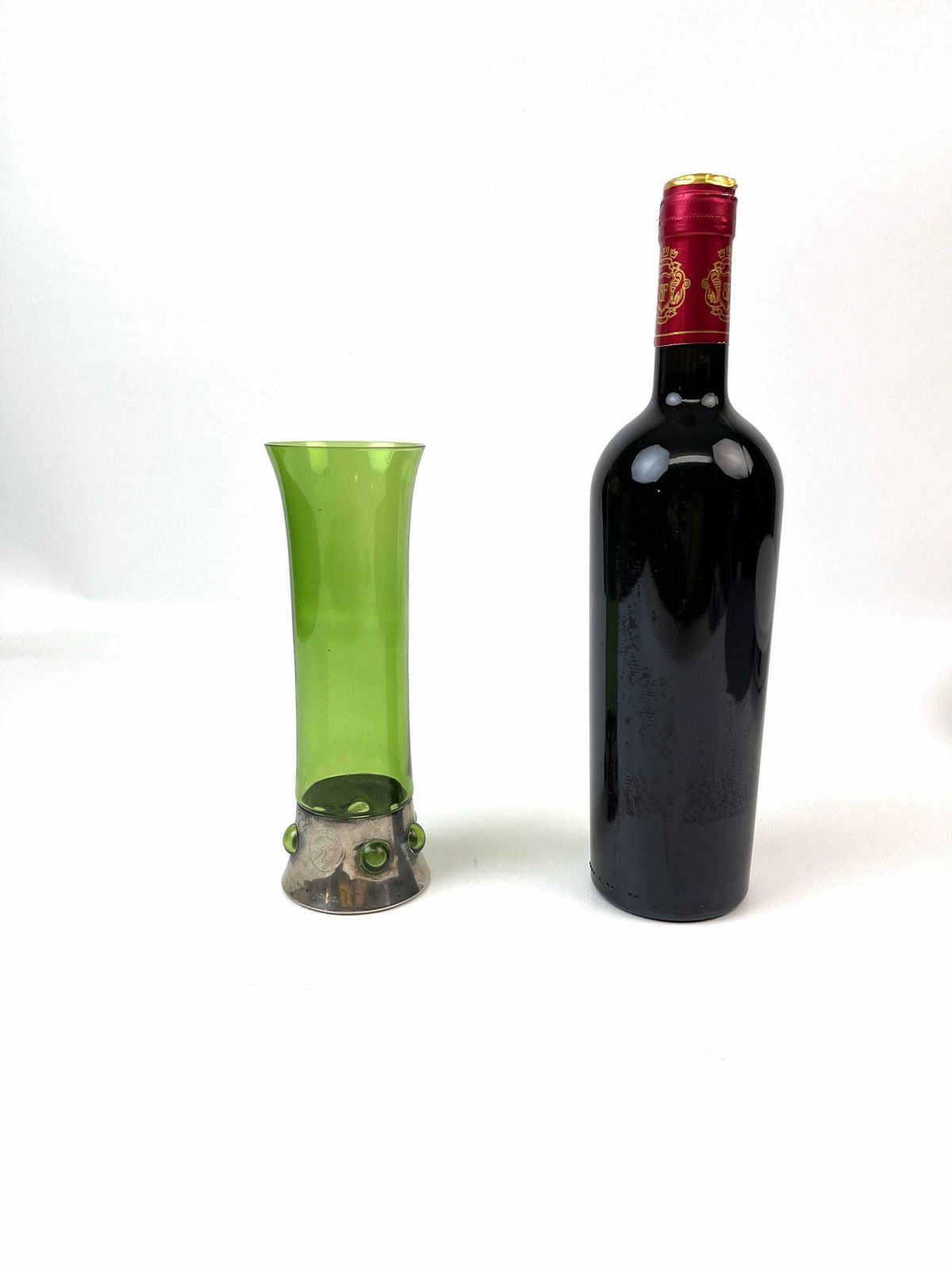 Rare Green Glass Space Age Mid Century 800 Silver Mount Vase Mäki Matti 1962 photo buy