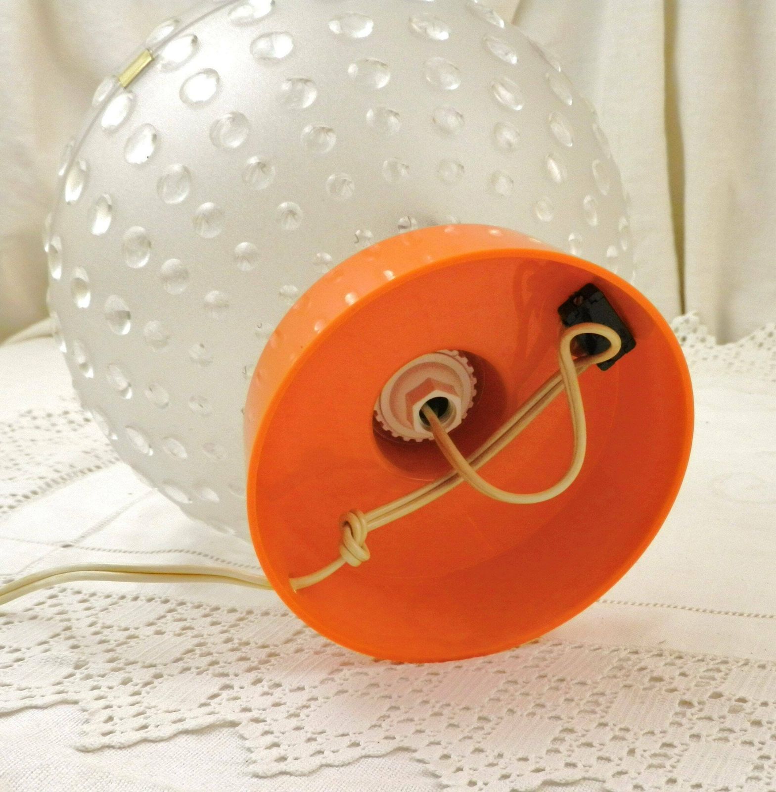 Vintage Boxed Mid Century 1960s Orange And Transparent Globe Table Lamp By Slj, Retro 60s /70s Lighting From France, Old Style Home Interior photo buy