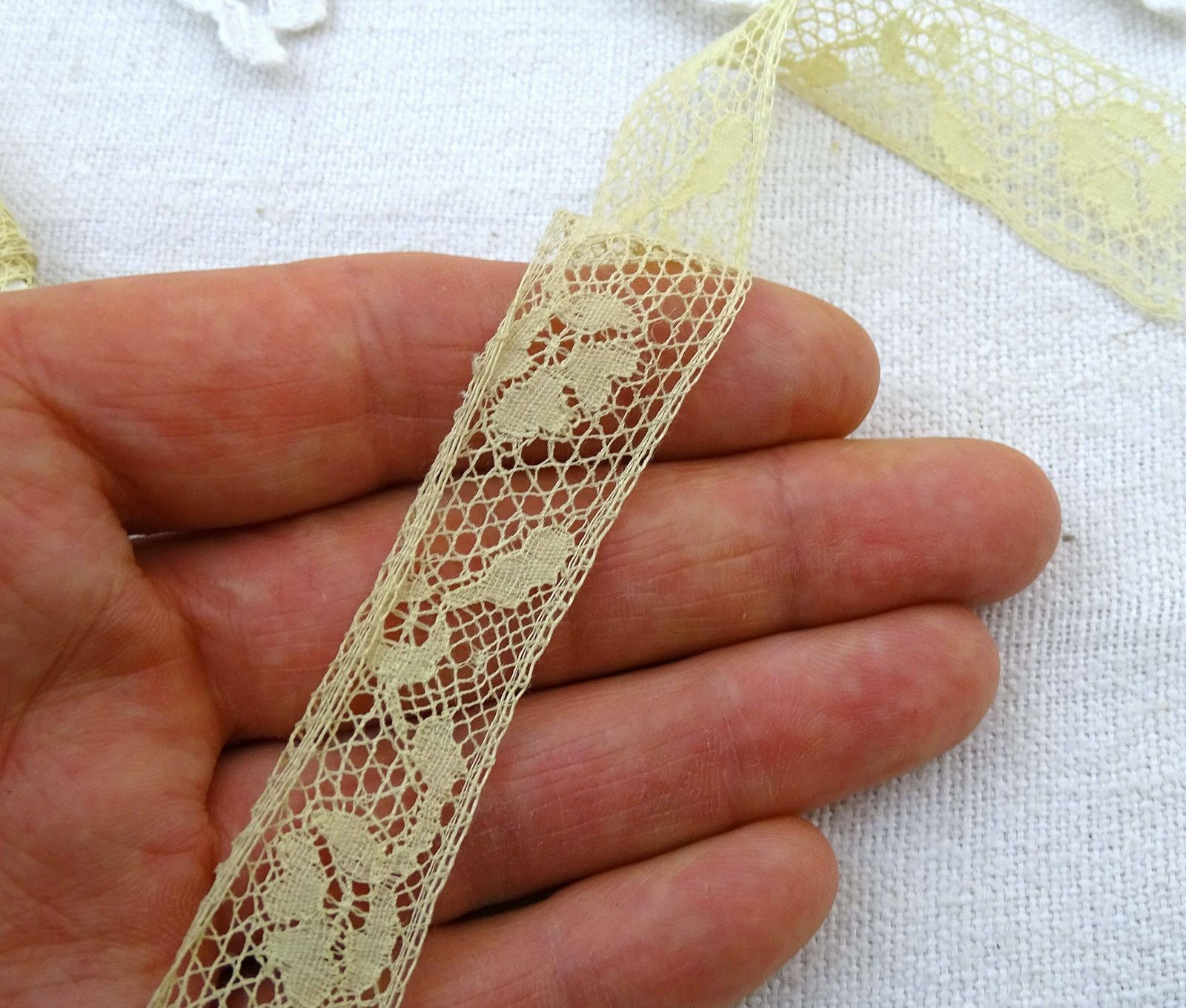 10 Meters / 10,93 Feet Of Antique French Handmade Ecru Cotton Torchon Lace Trim, Vintage Sewing Accessory From France, Dress Making Ribbon