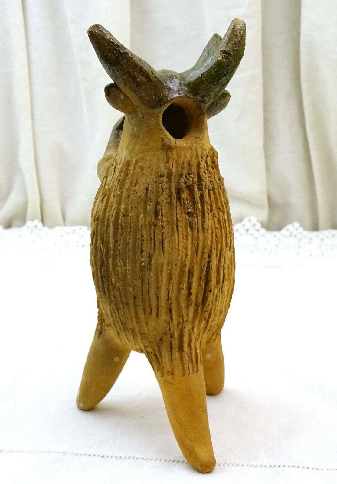 Antique French Traditional Normandy Pre D'auge Pottery Lavender Diffuser For Armoires  Wardrobes Shaped As Mythical Animal Playing A Horn photo vinterior