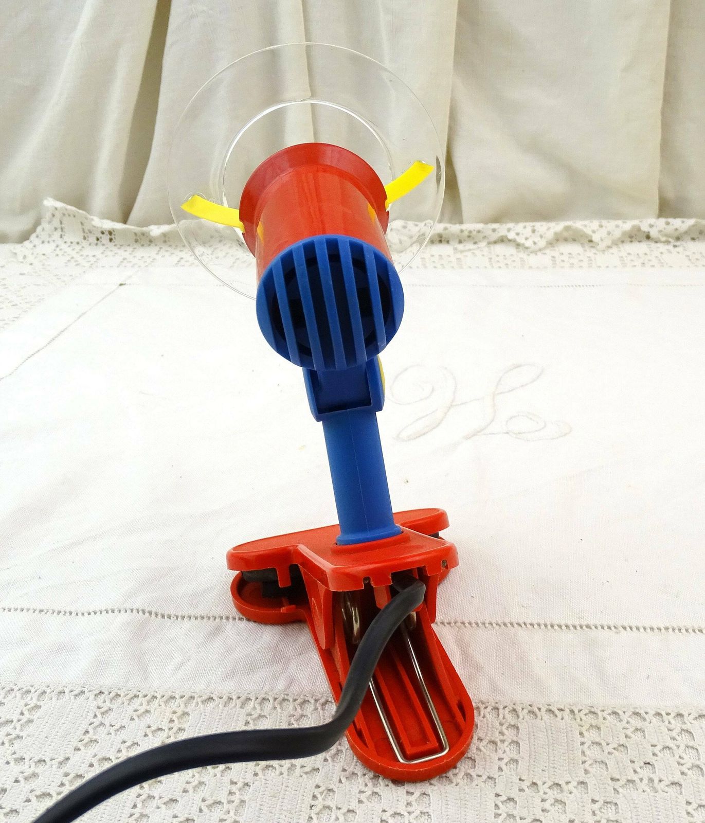 Vintage Pgt 1980s Clamp On Desk Lamp In Bright Red Blue And Yellow, Retro Memphis Groupe Style Lighting, Designer Office Light Accessory photo 113.0