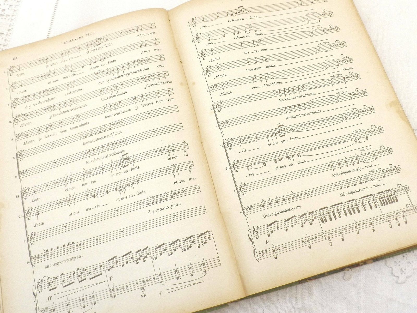 Antiek Ingebonden Muziekboek Van De Franse Opera William Tell Door Gioachino Rossini – Guillaume Tell, Gebonden Partituur Uit Frankrijk photo vinterior