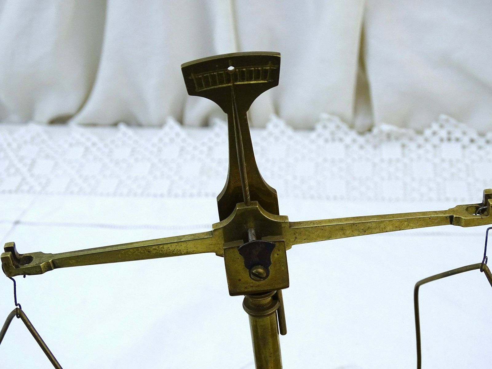 Antique French Brass Equal Arm Beam Balances With Wooden Draw, Vintage Apothecary And Analytical Scales From France, Old Style Gem Scale photo buy