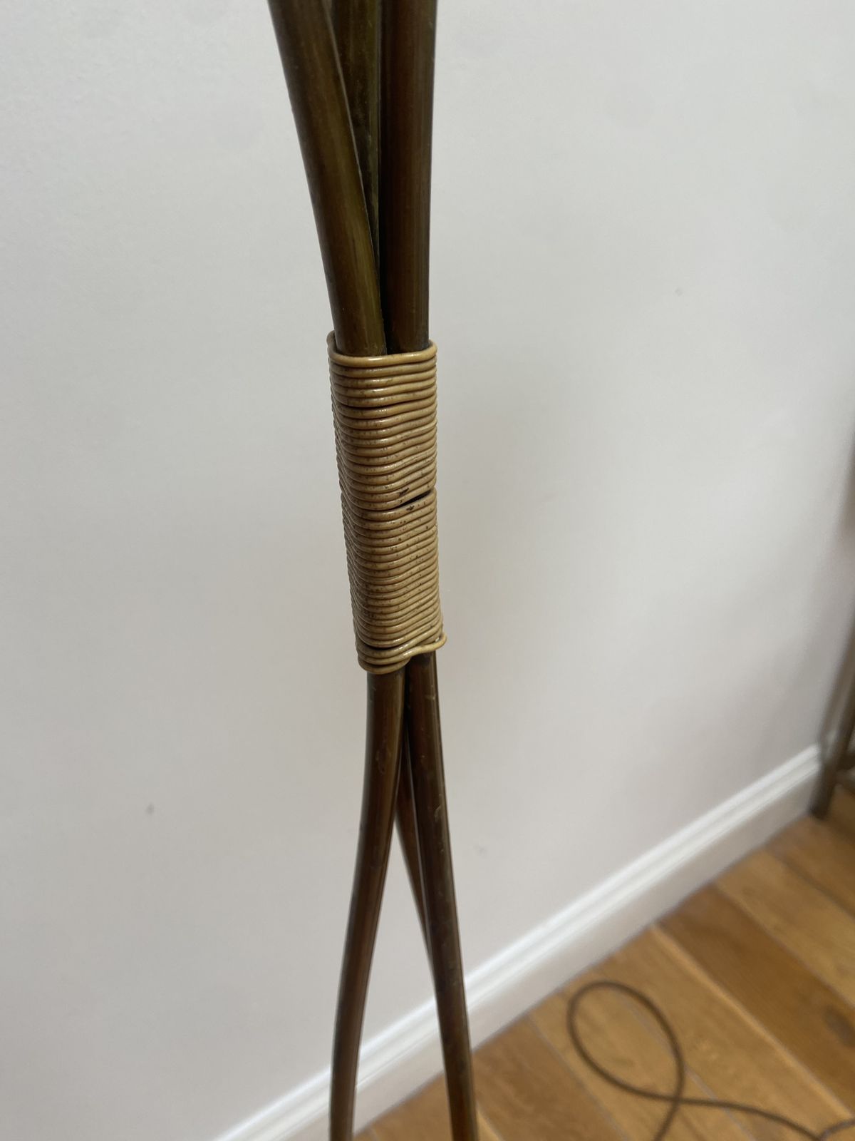 German Mid Century Three Flex Arm Brass Floor Lamp 1950s Tüten Stehlampe photo vintage