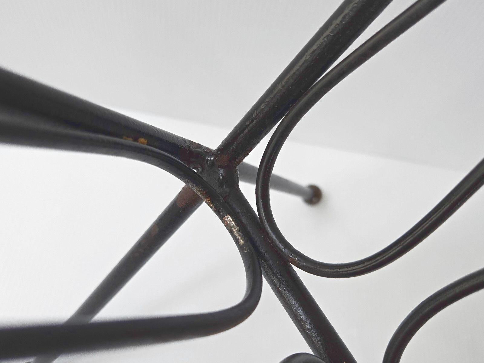 Vintage 1950s Black Lacquer Steel & Brass Dlg Jean Royere Magazine Rack 50s 1950s photo buy