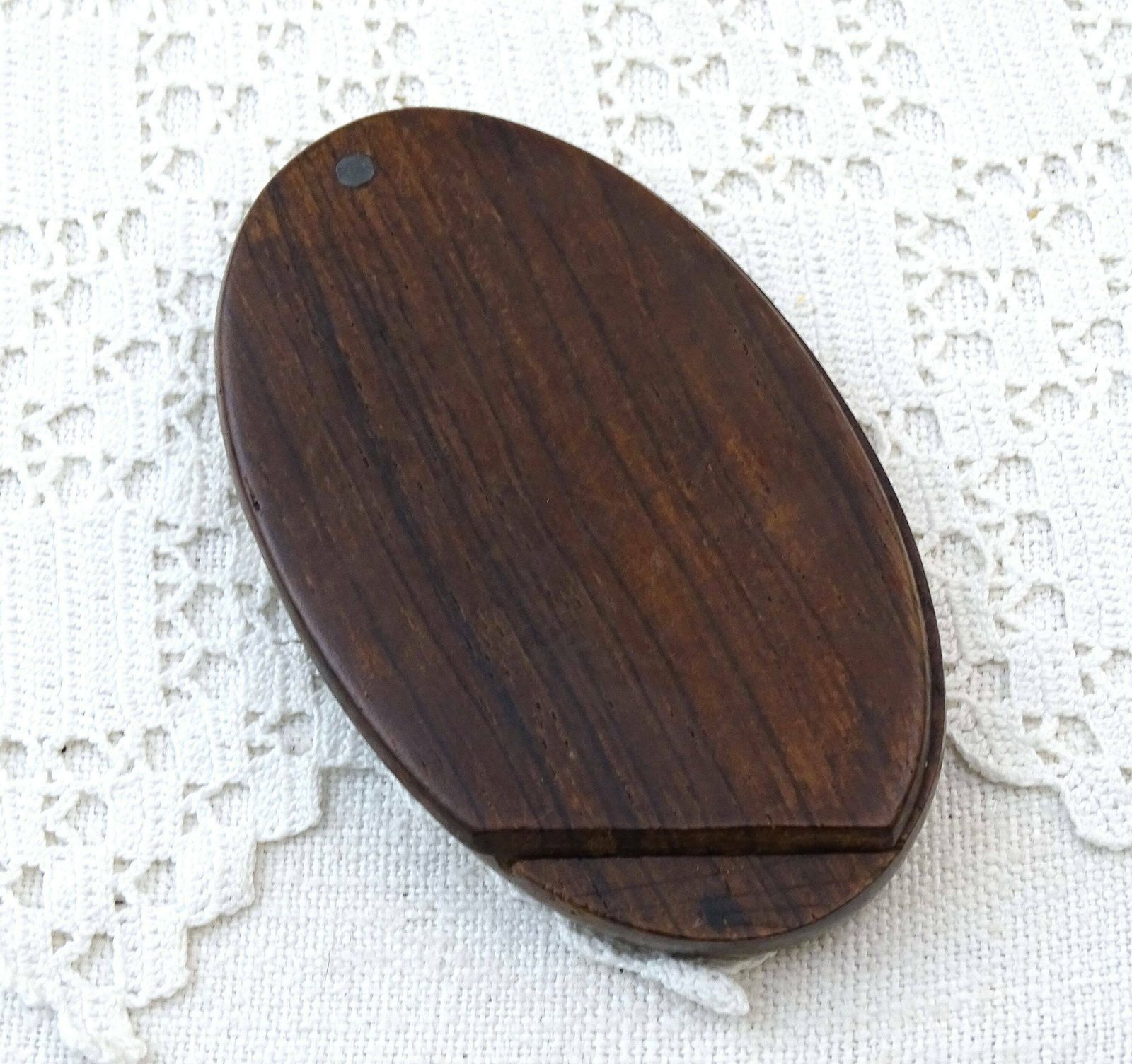 Small Antique French Pocket Distressed Mirror With Wooden Case And Paper Label Stating It Comes From Versailles, 19th C Looking Glass France photo furniture