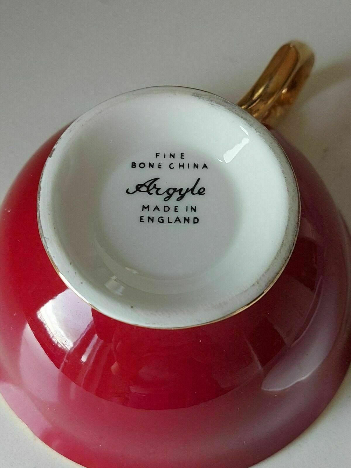Argyle Cup & Saucer Burgundy Floral Fine Bone China Vintage Made In England photo buy