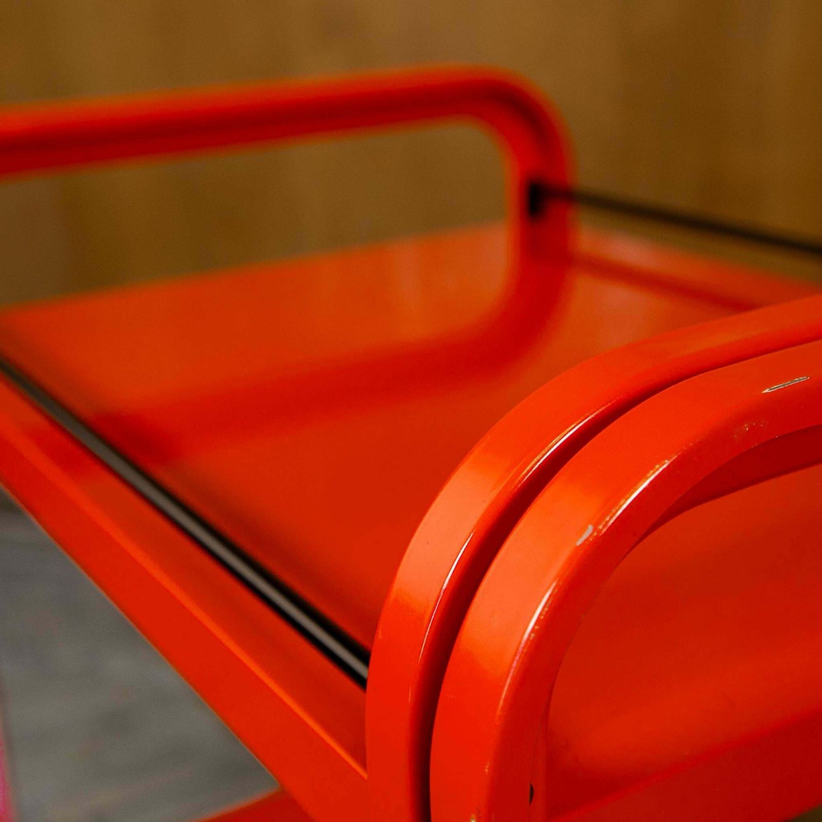 Postmodern Red Metal Trolley For Secco, Italy 1980s photo vinterior