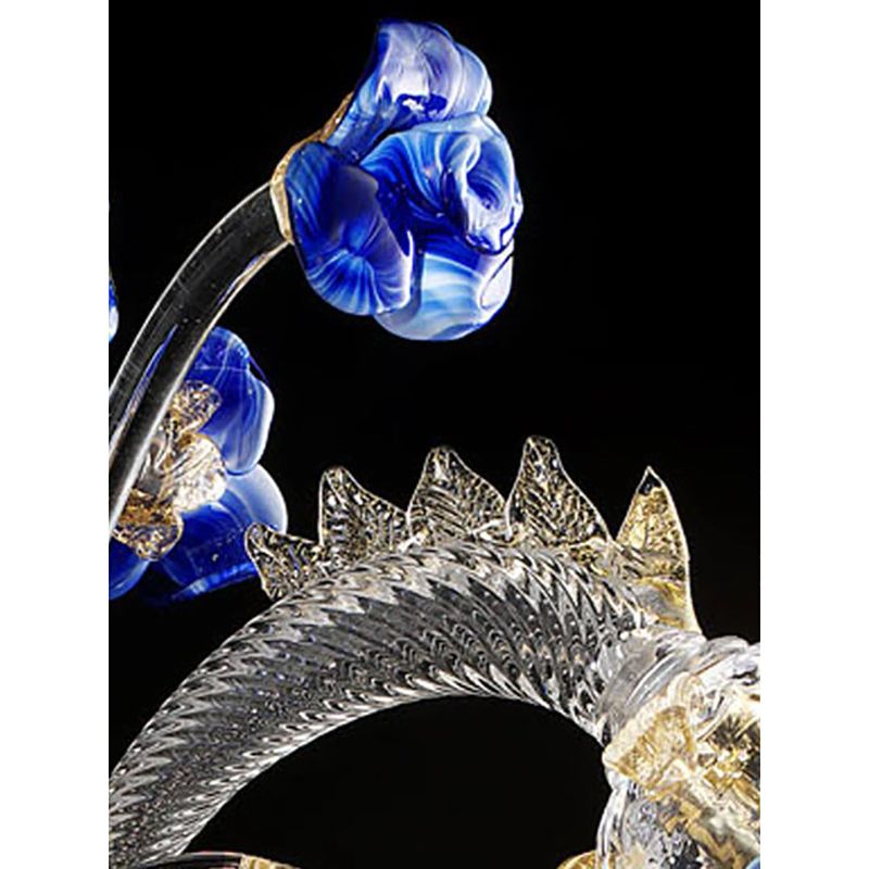 Venetian Blue And Gold Flowers Murano Style Glass Chandelier photo Lighting