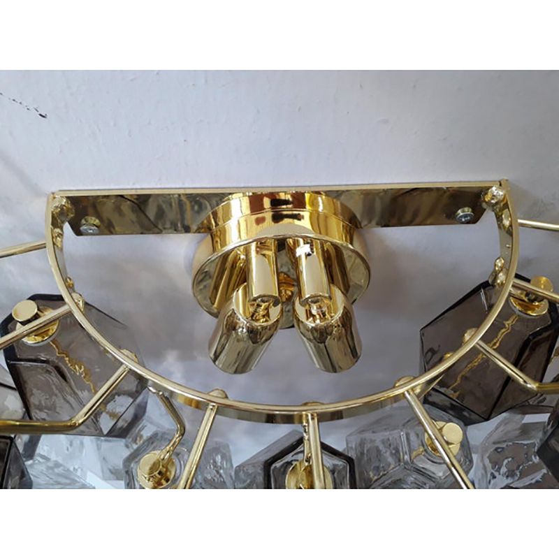 Set Of Two Contemporary Transpaernt And Fumè "Poliedro" Murano Glass Wall Sconces photo furniture