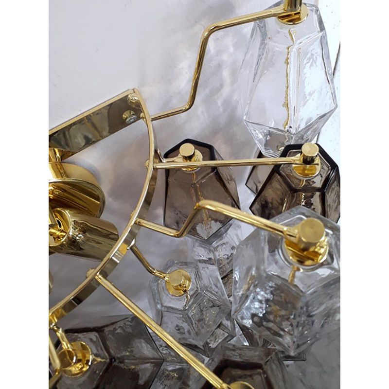 Set Of Two Contemporary Transpaernt And Fumè "Poliedro" Murano Glass Wall Sconces photo for sale