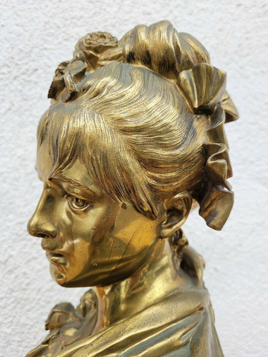 A Carrier, Bronze Bust Of A Woman, Signed, 19th Century photo buy