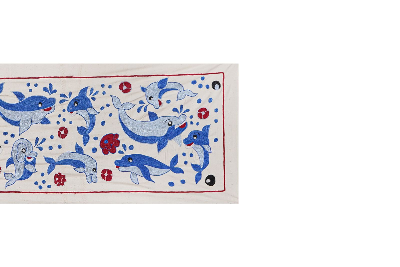 Suzani With Fish Design, Animal Pictorial Cotton On Cotton Suzani Wall Hanging Decor And  Runner 1'6'' X 4'6'' photo furniture