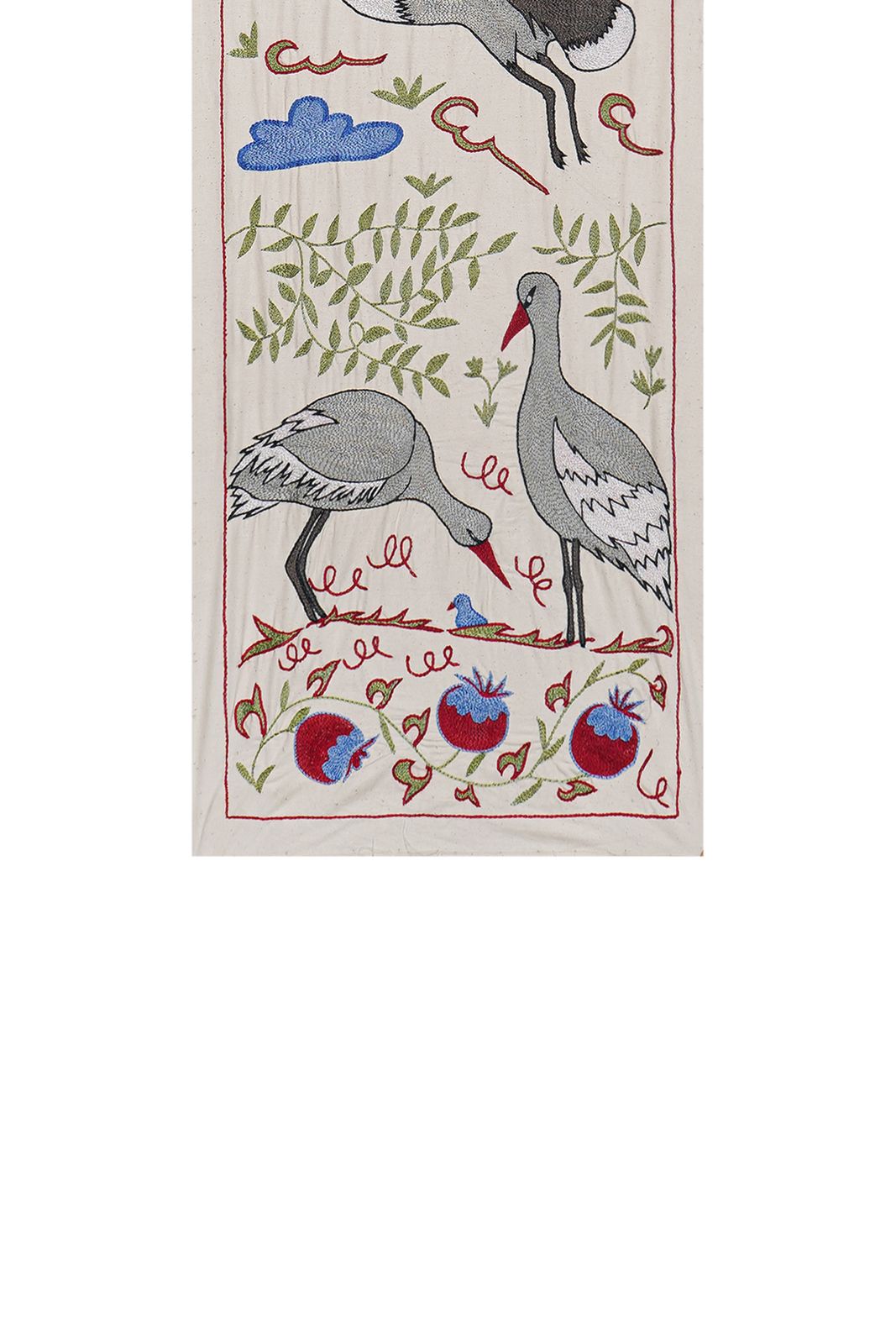 Uzbek Suzani Wall Art   Animal Pictorial Floral Embroidery Perfect For Or Home Designs 1'6'' X 4'6'' photo Textiles