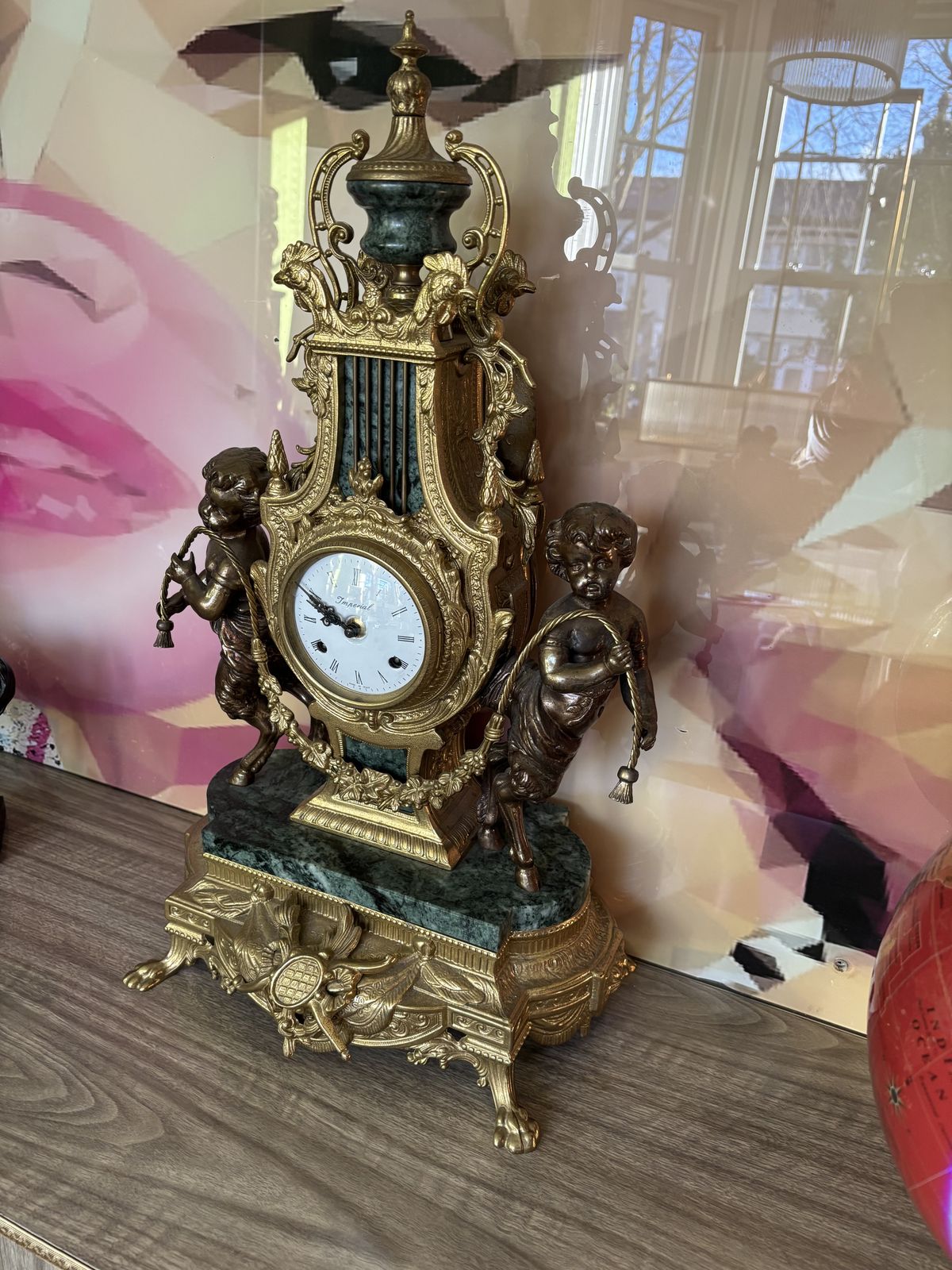 Italian Imperial Mantel Clock, Mid 20th Century photo for sale