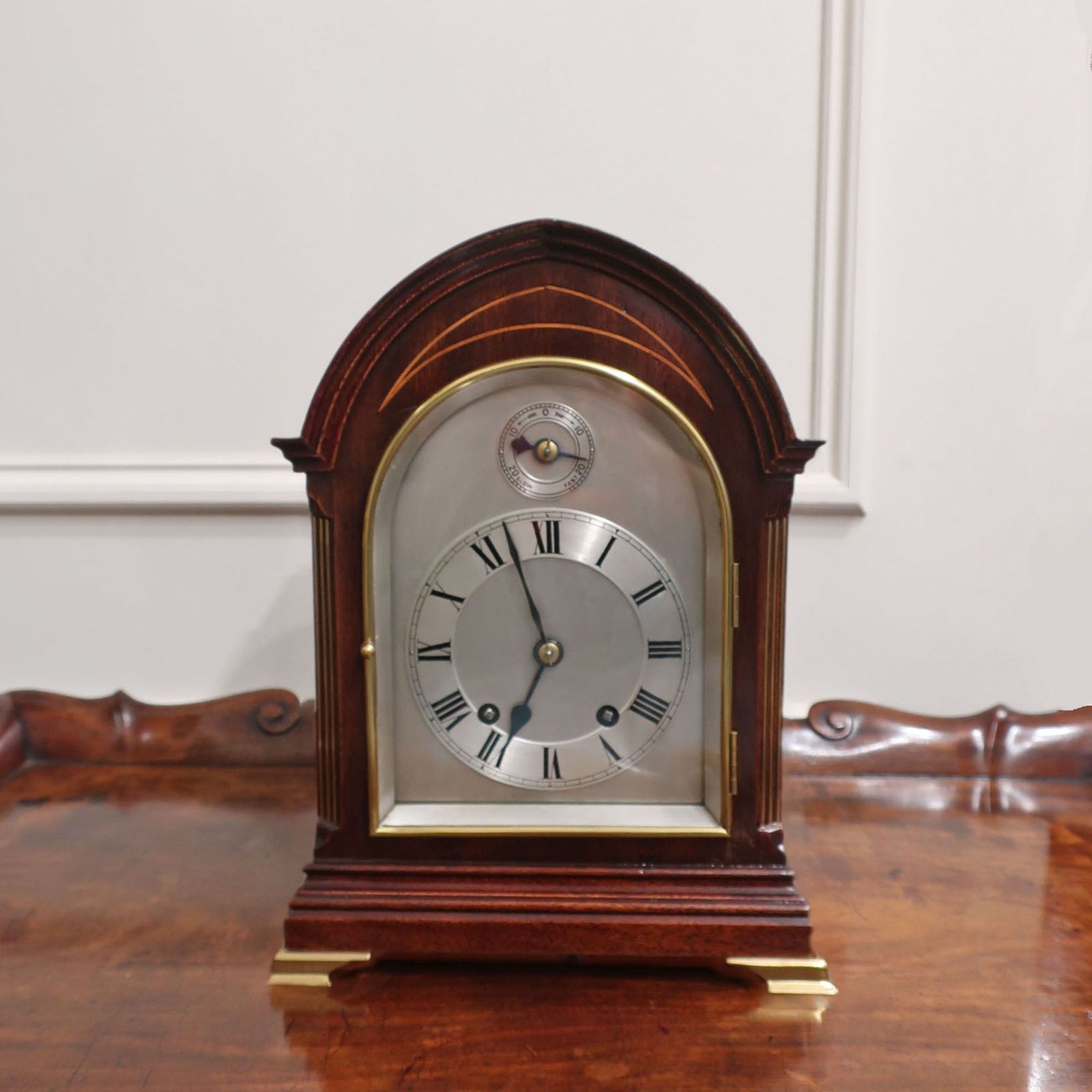 German Victorian Mahogany Ting Tang Mantel Clock By W&H