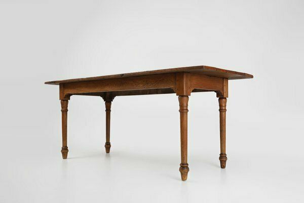 Furniture Rustic Farmhouse Table In Oak Wood, France, 1850s photo