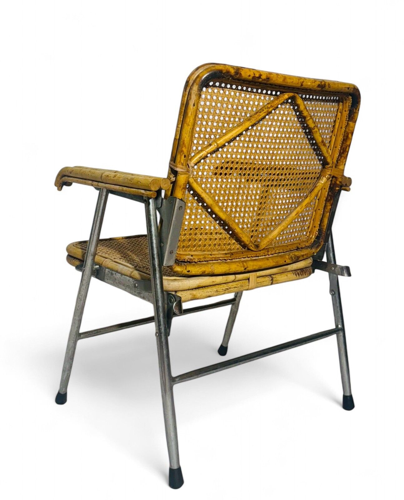 Vintage Armchair Deck Chair Chrome Bamboo And Cane C1950 Rare Mid Century photo Furniture