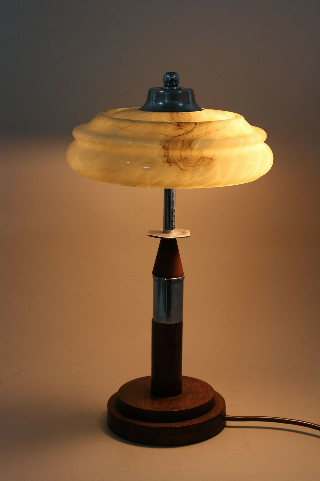 Art Deco Table Lamp With Glass Lampshade, 20th Century, Austria Ca. 1930 photo vinterior