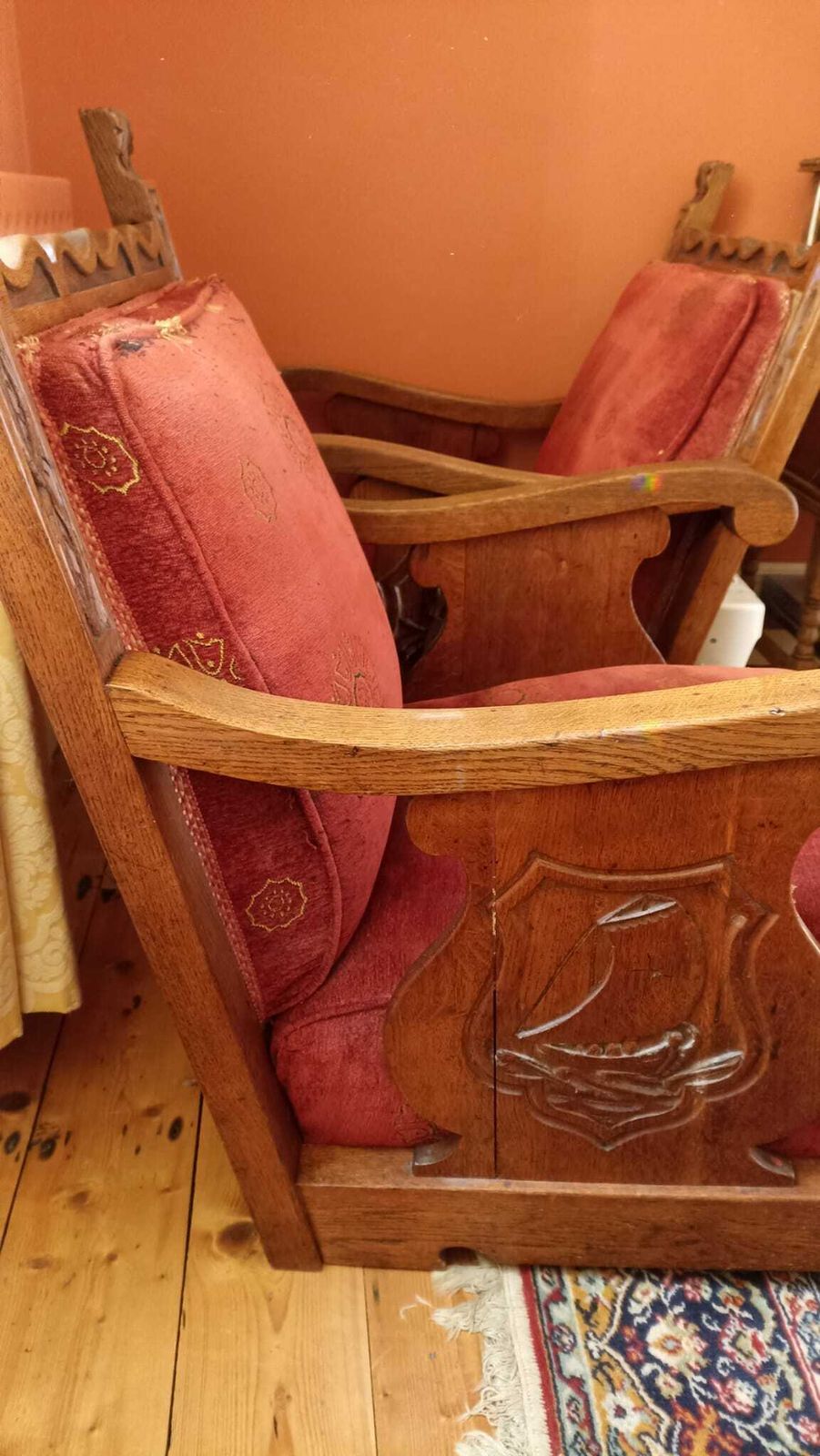 Pair Of Vintage Library Armchairs. Golden Oak. Restoration Project photo furniture