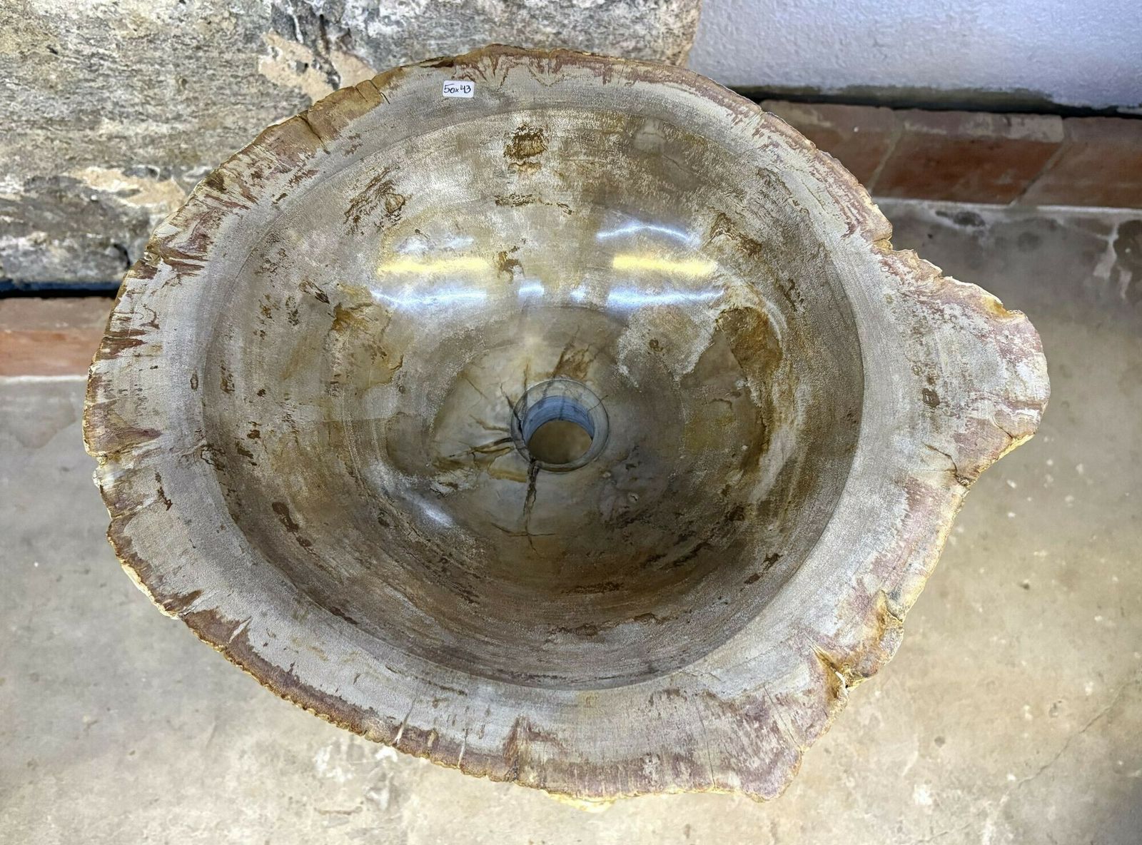 Organic Modern Petrified Wood Pedestal Sink, Idn 2025 photo for sale