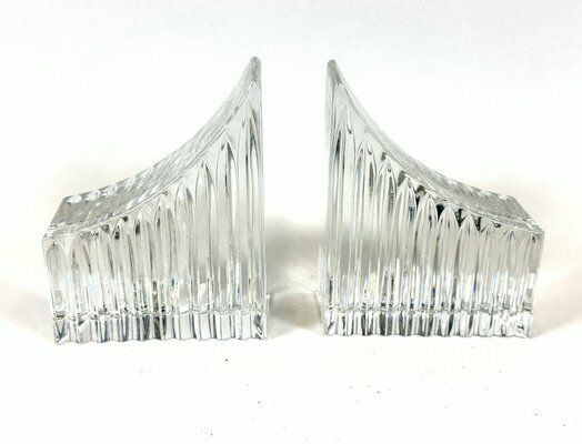 Mid Century Crystal Glass Bookends, 1970s, Set Of 2