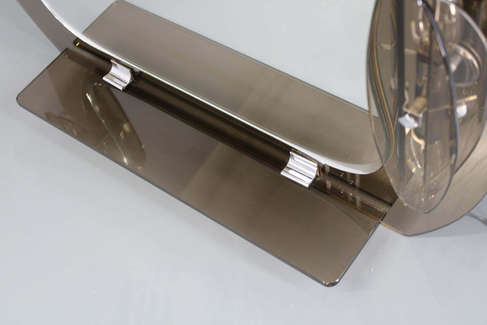 1980s Fontana Arte, Large Glass Wall Mirror With Lights And Shelf, Italy photo for sale