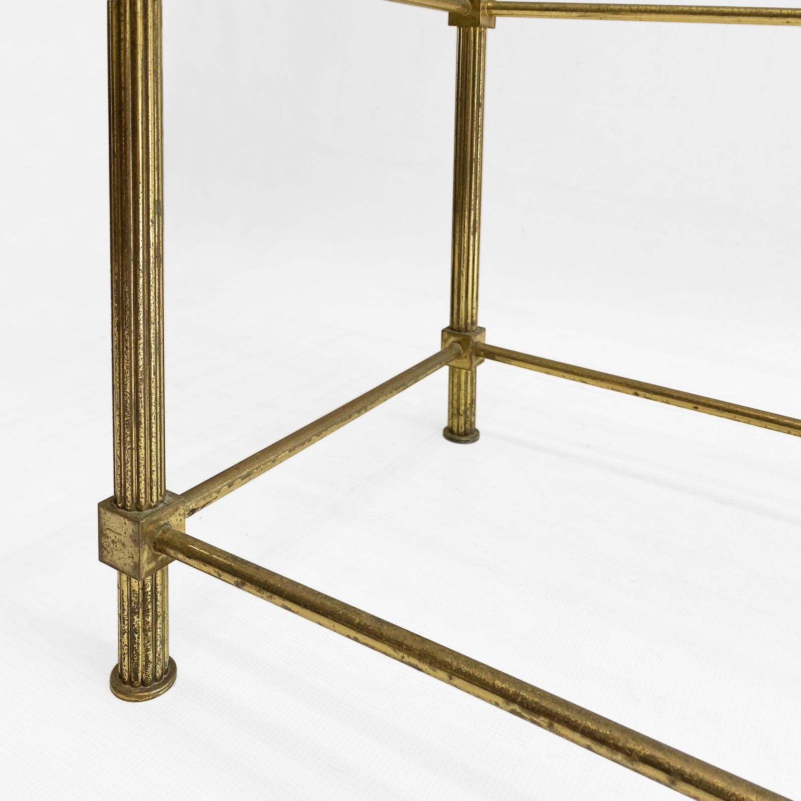 Aldo Tura Brass Coffee Table 1960s Midcentury Glass Neoclassical photo vintage