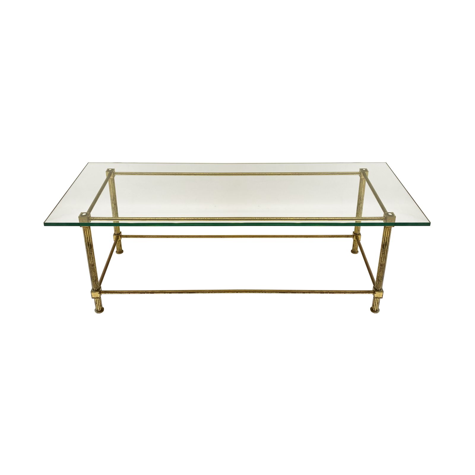 Aldo Tura Brass Coffee Table 1960s Midcentury Glass Neoclassical