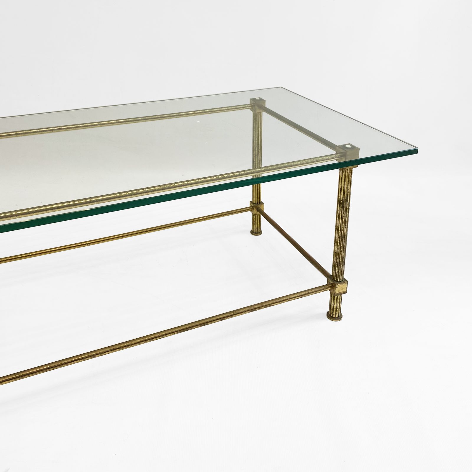 photo for sale Aldo Tura Brass Coffee Table 1960s Midcentury Glass Neoclassical