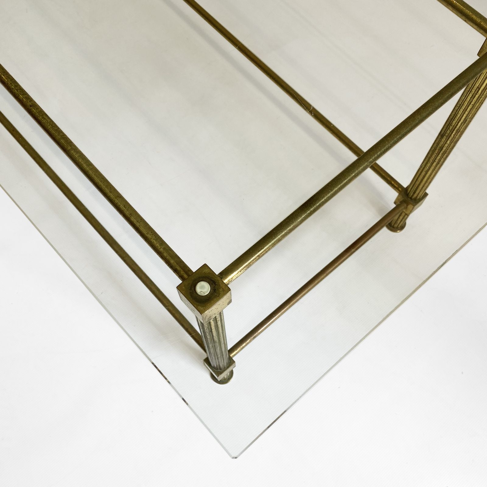 photo vinterior Aldo Tura Brass Coffee Table 1960s Midcentury Glass Neoclassical
