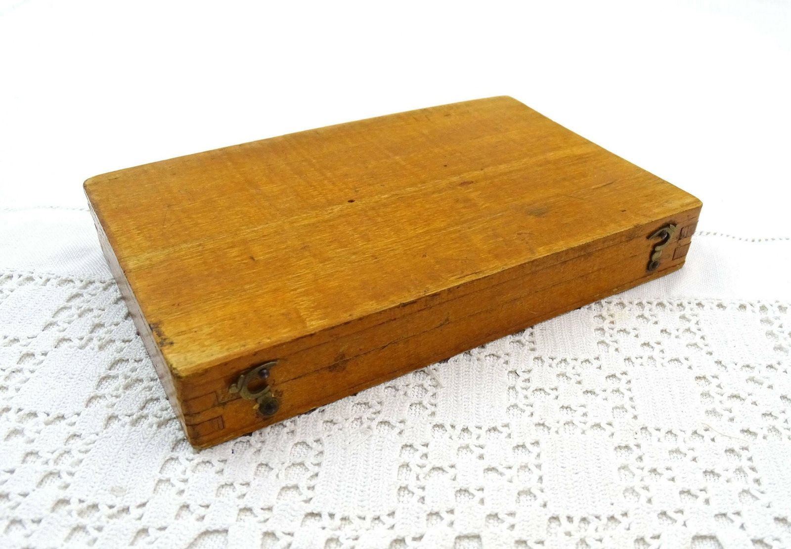 Small Antique French Draftsman Set With Brass Tools Purple Velvet Lined Wooden Box, Retro Drawing Accessory From France, Compass Set photo buy