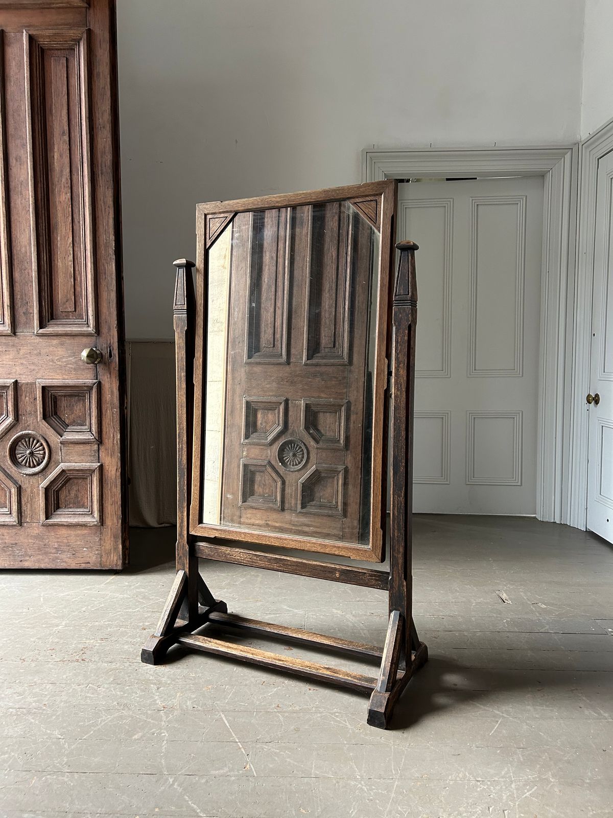 19th Century Reformed Gothic Dressing Mirror