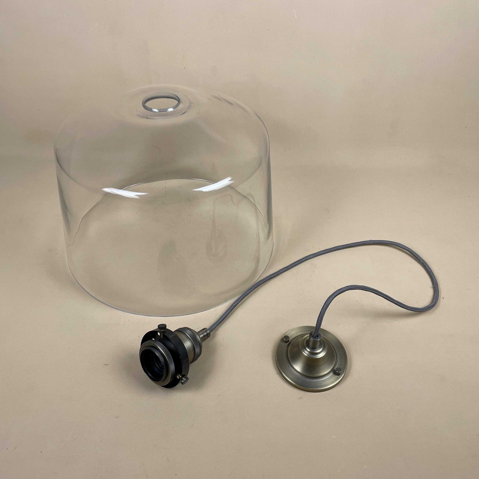 Heals Ceiling Light Brass Gold Metal Hanging Pendent Clear Glass Globe Dome Round Wire Suspended Heal's photo buy