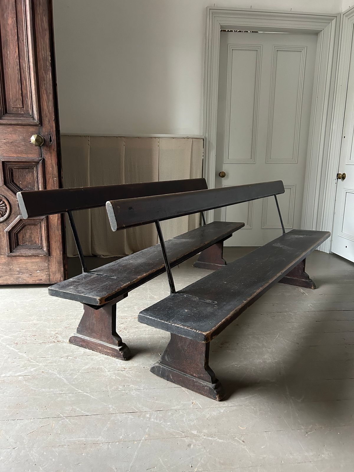 Pair Of 19th Century Pine Benches In Original Condition photo furniture