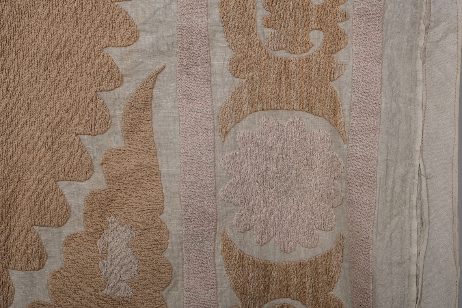 Vintage Bukhara Suzani Throw   Pink And Tan Bohemian Wall Decor   Ethnic Textile 4'10'' X 5'5'' photo vinterior
