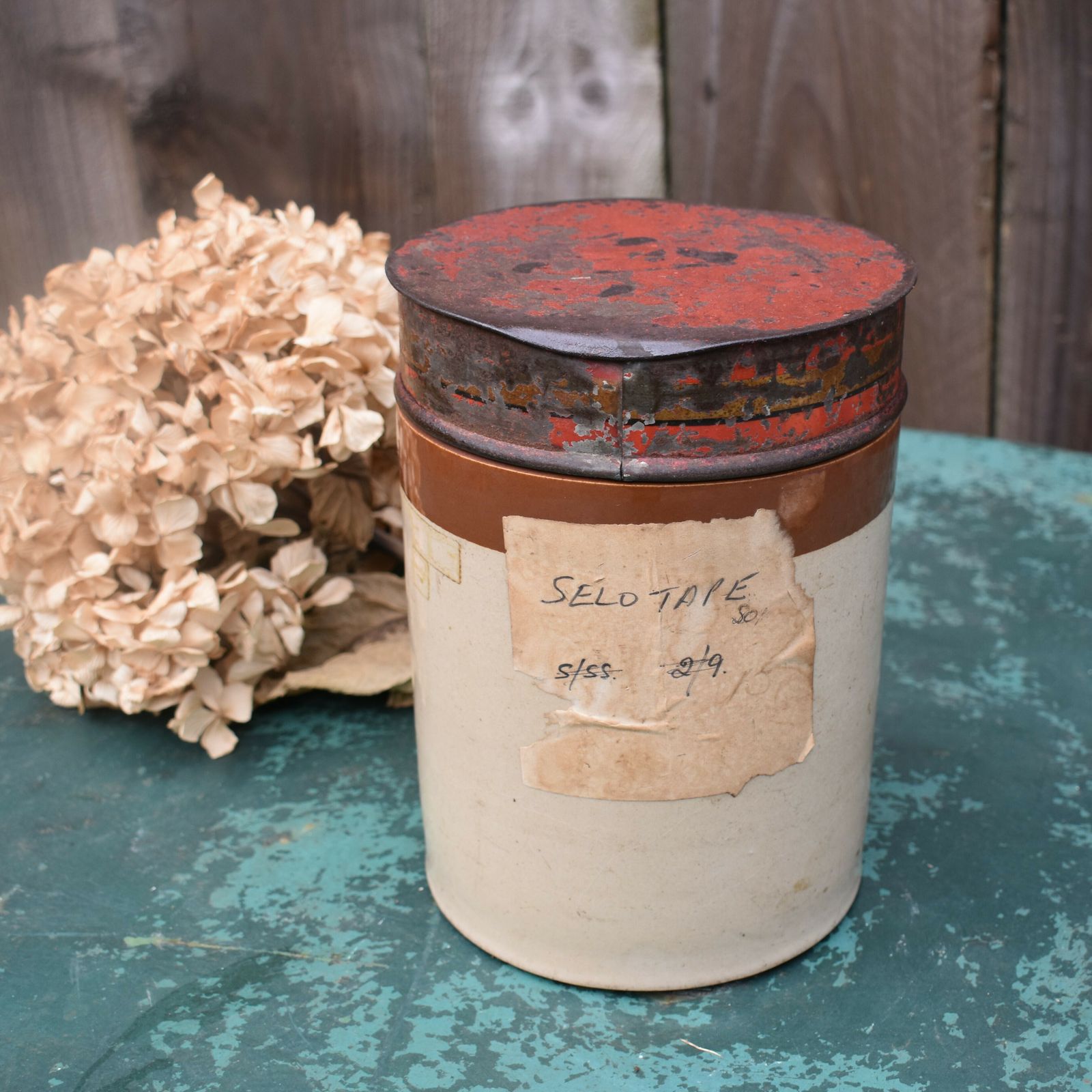 photo for sale Antique Stoneware Salt Glaze Toleware Shop Advertising Apothecary Tobacco Jar