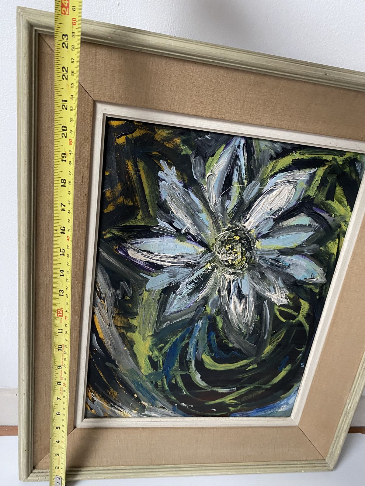 Mid Century Oil Painting Large Flower Signed Souster photo vintage