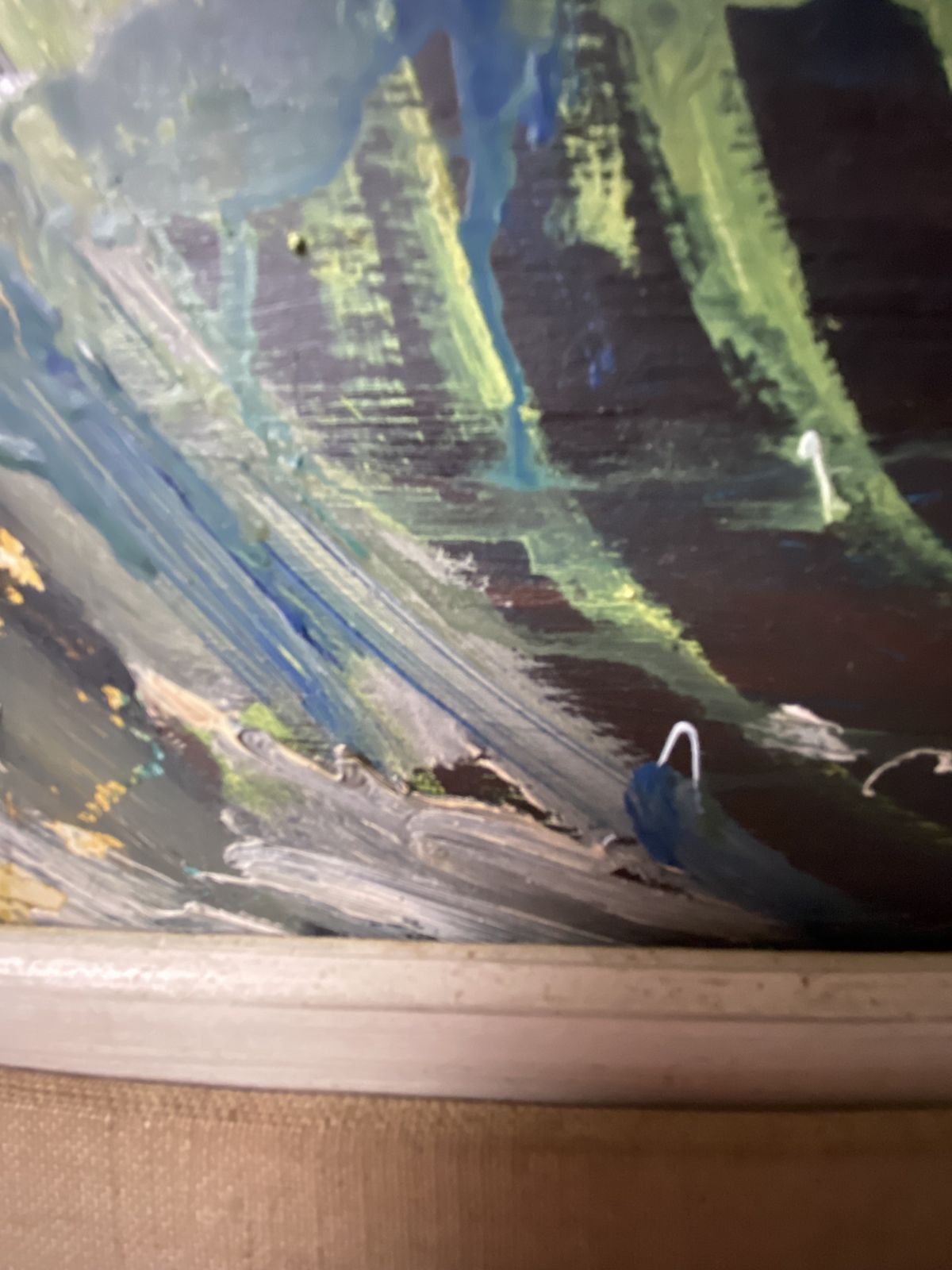 photo vinterior Mid Century Oil Painting Large Flower Signed Souster