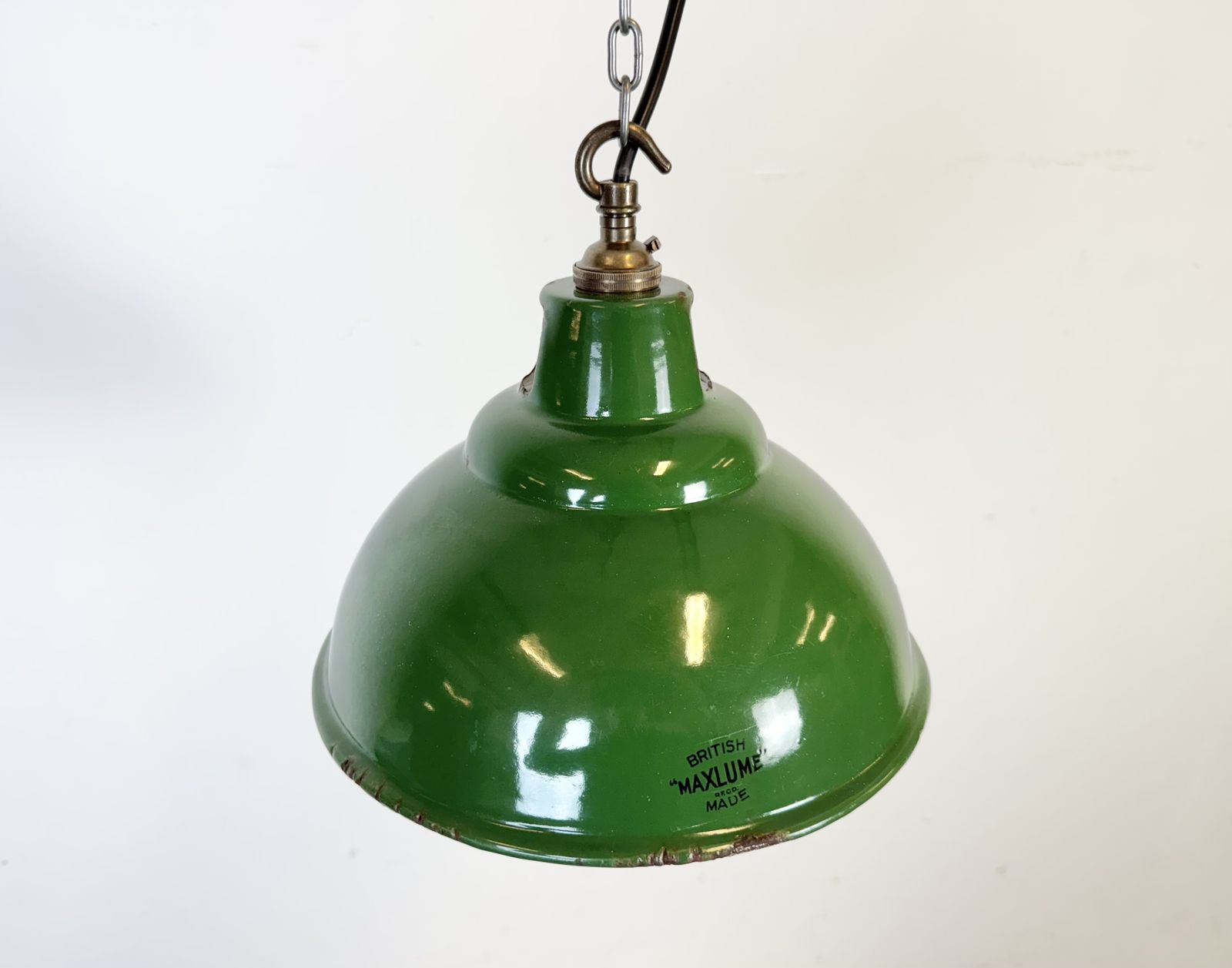 Lighting Industrial Green Enamel Factory Pendant Lamp From Maxlume, 1960s photo