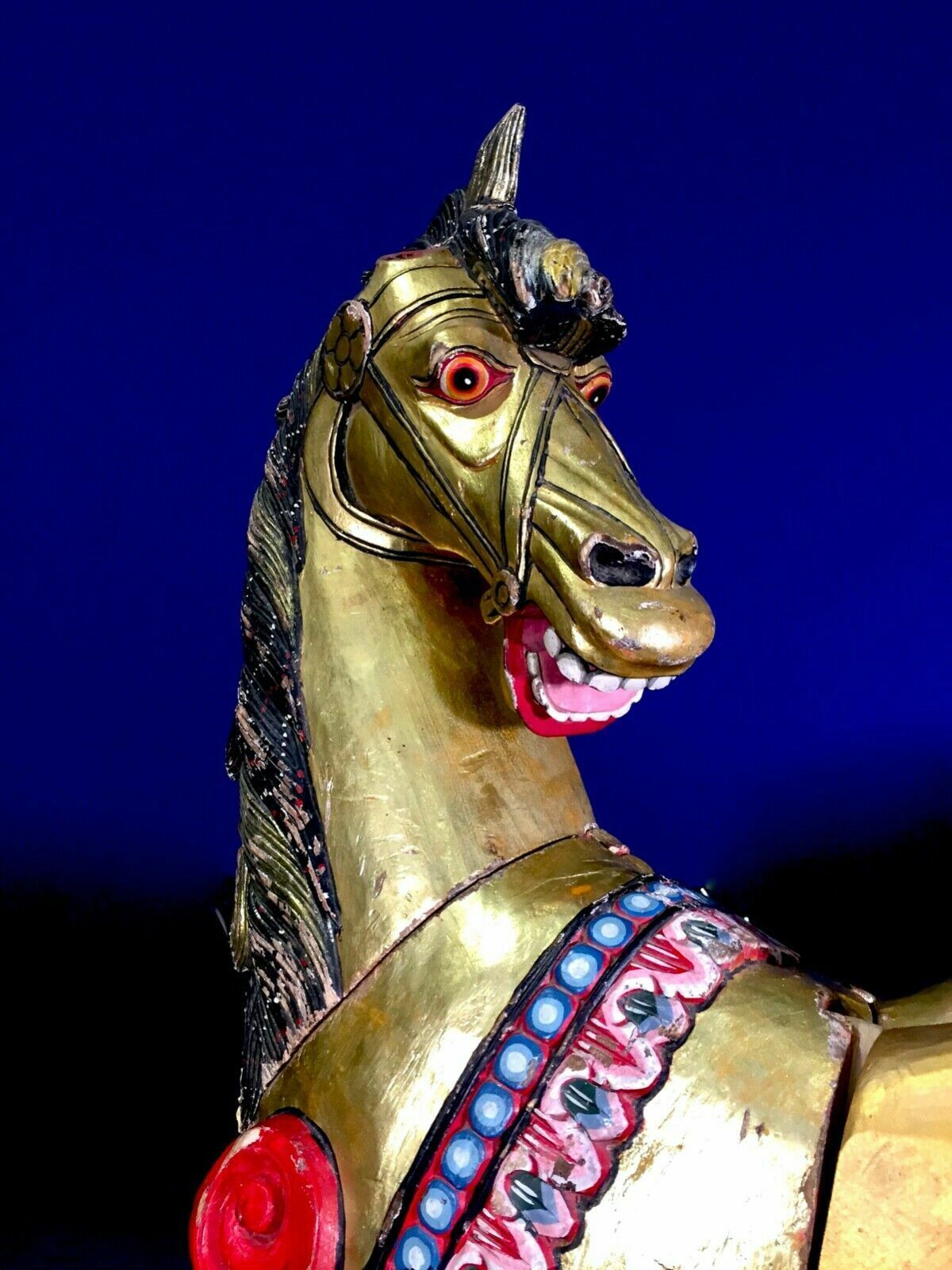 photo furniture Antique Edwardian Period Solid Wood Fairground Carousel Ride Horse C.1900 Large