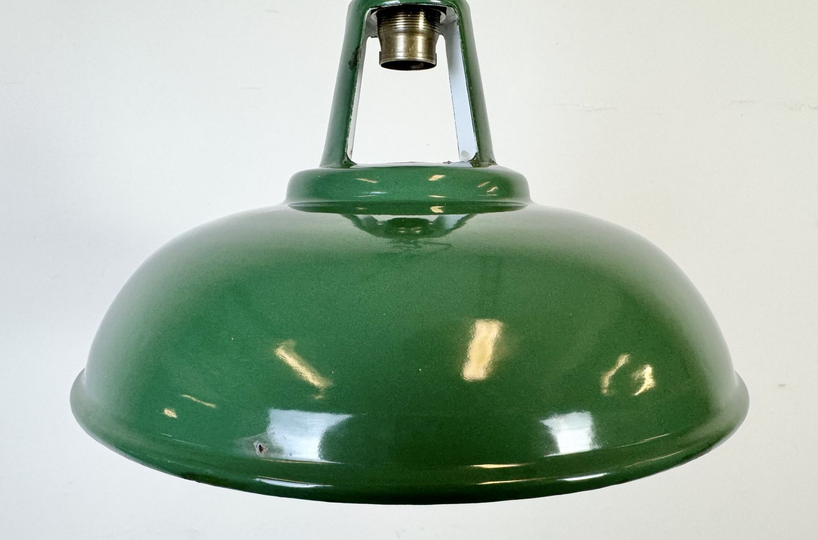 Industrial Green Enamel Factory Pendant Lamp, 1960s photo vinterior