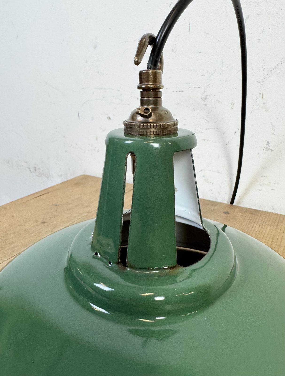 Lighting Industrial Green Enamel Factory Pendant Lamp, 1960s photo