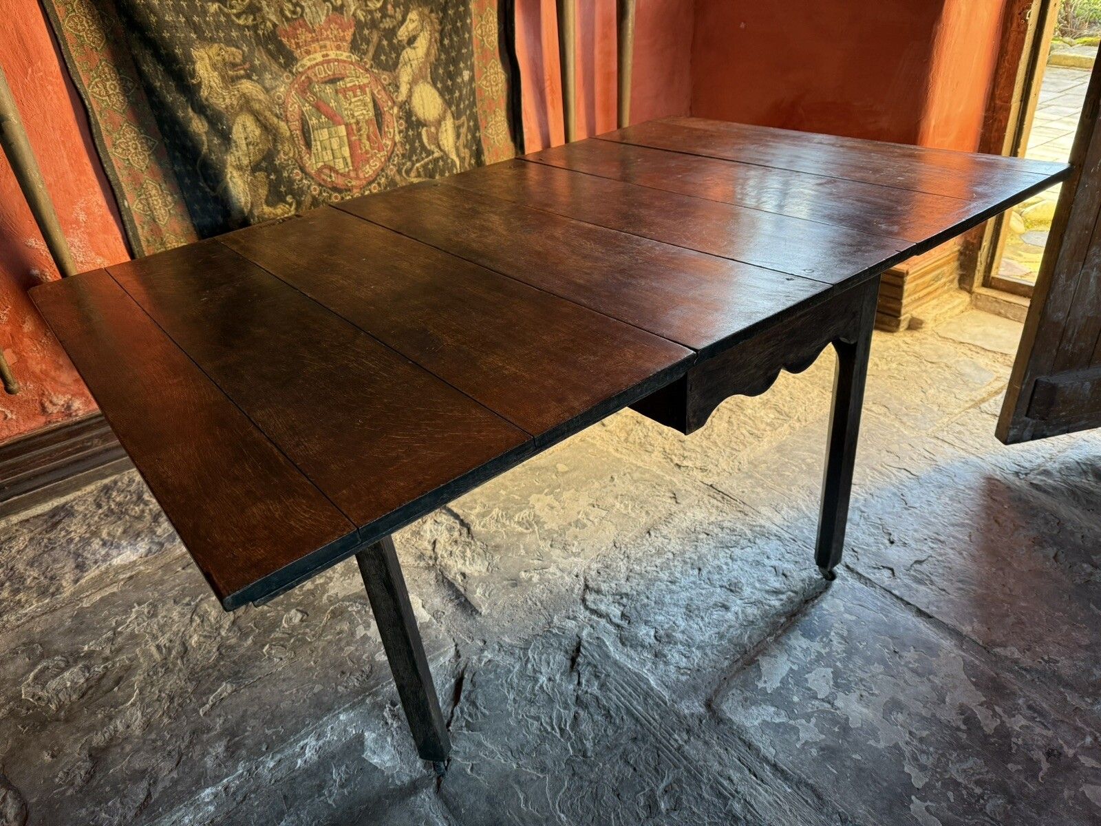 English Rare Antique Oak Plank Large Gateleg Extending Folding Table  C 1700's photo buy