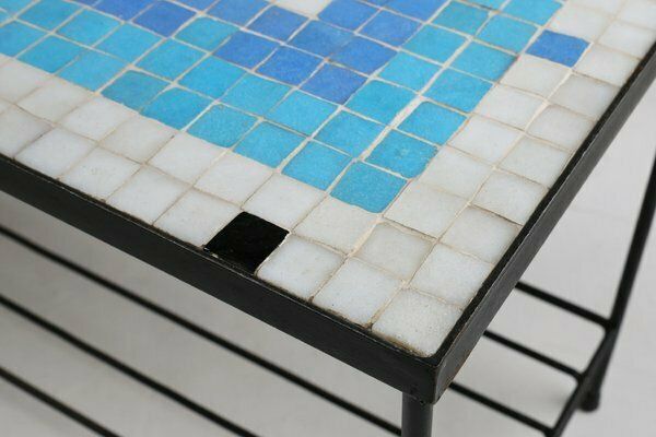 Mid Century Mosaic Coffee Table With Metal Frame, France, 1950s photo 995.0