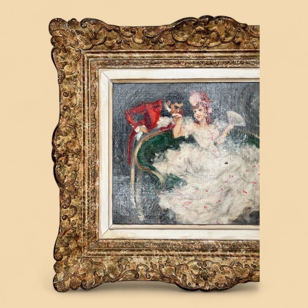Gallant Scene, Oil On Canvas Portrait Painting photo for sale
